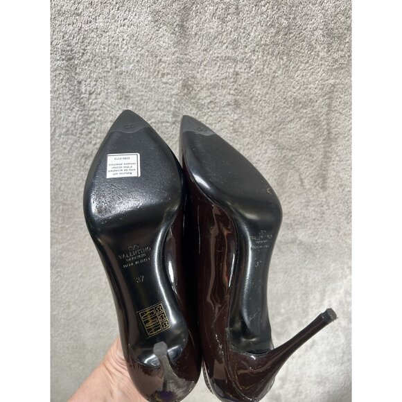 Valentino Garavani Women’s 37 6.5 Brown Stilettos ￼Patent Leather Ankle Booties - Picture 7 of 14